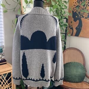 M.i.H Jeans London Gray & Navy Wool Knit Button Up Cardigan Sweater - M